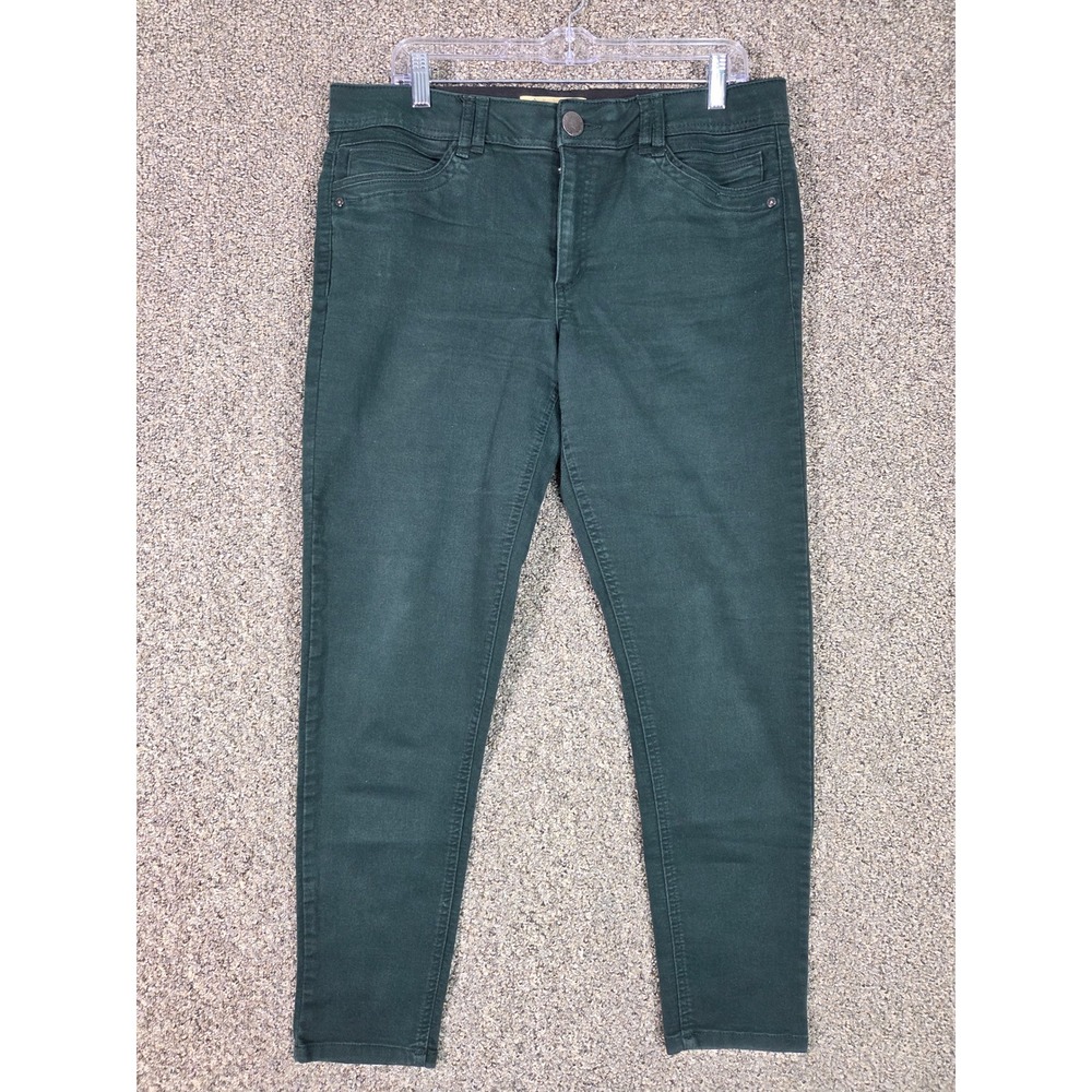 Democracy Ab Technology Pants Womens 12 Dark Green Skinny Stretch Trousers